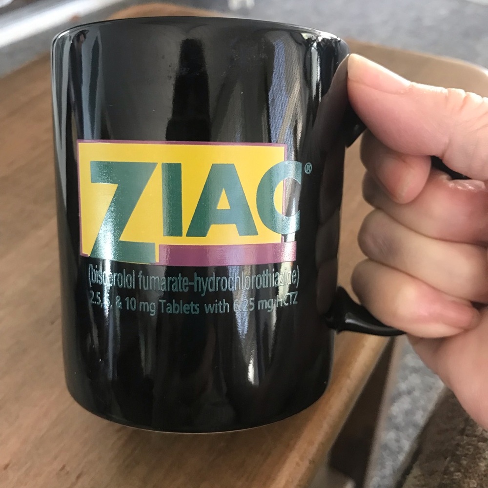 Rare Vtg Ziac Ziactive Coffee Mug Cup Promo Advertising Drug Pharmaceutical